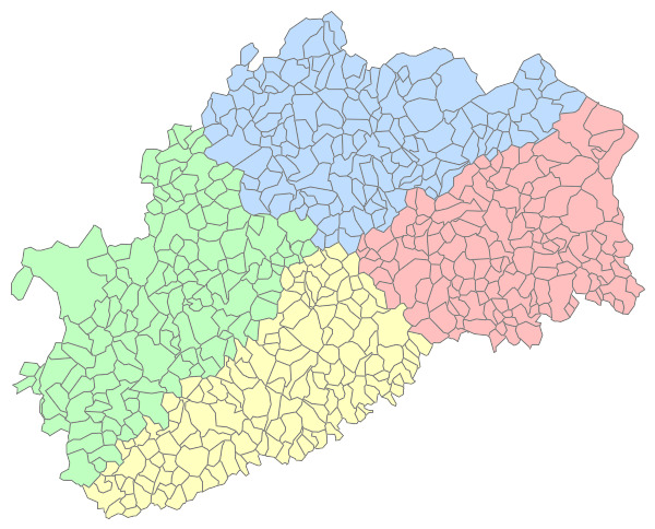 Secteurs géographiques du département